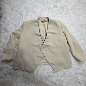 Alice + Olivia Open Cardigan Draped Womens 6 Cream Color Asymmetrical Hem Office